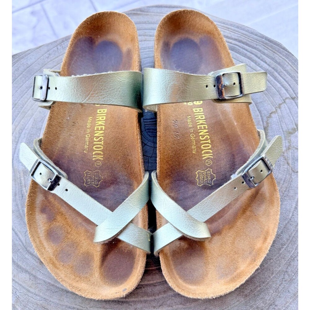 Womans Birkenstock Mayari Metallic Green Sandals Birkenstock Thong SZ 8.5 EU 39